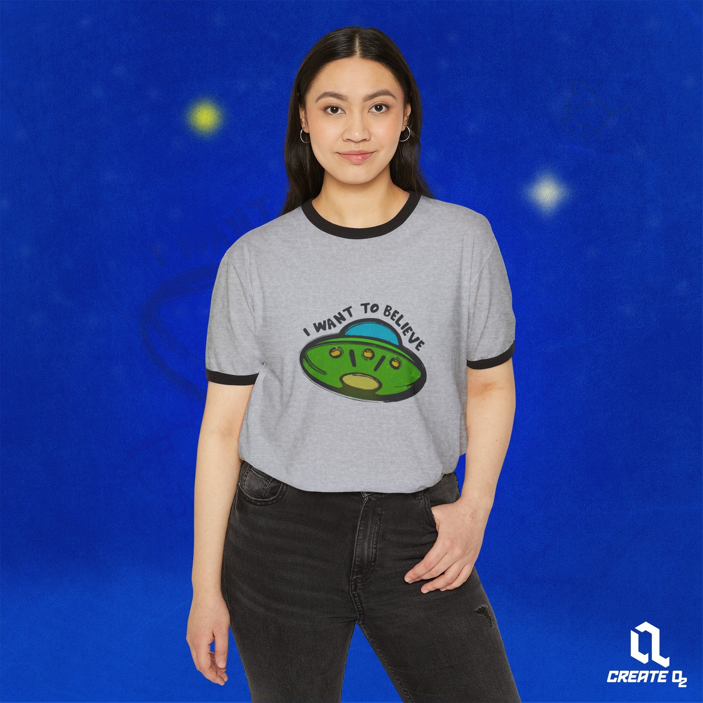 I want to Believe Cotton ringer T-shirt