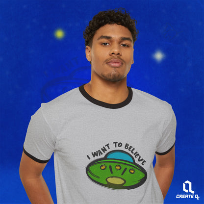 I want to Believe Cotton ringer T-shirt